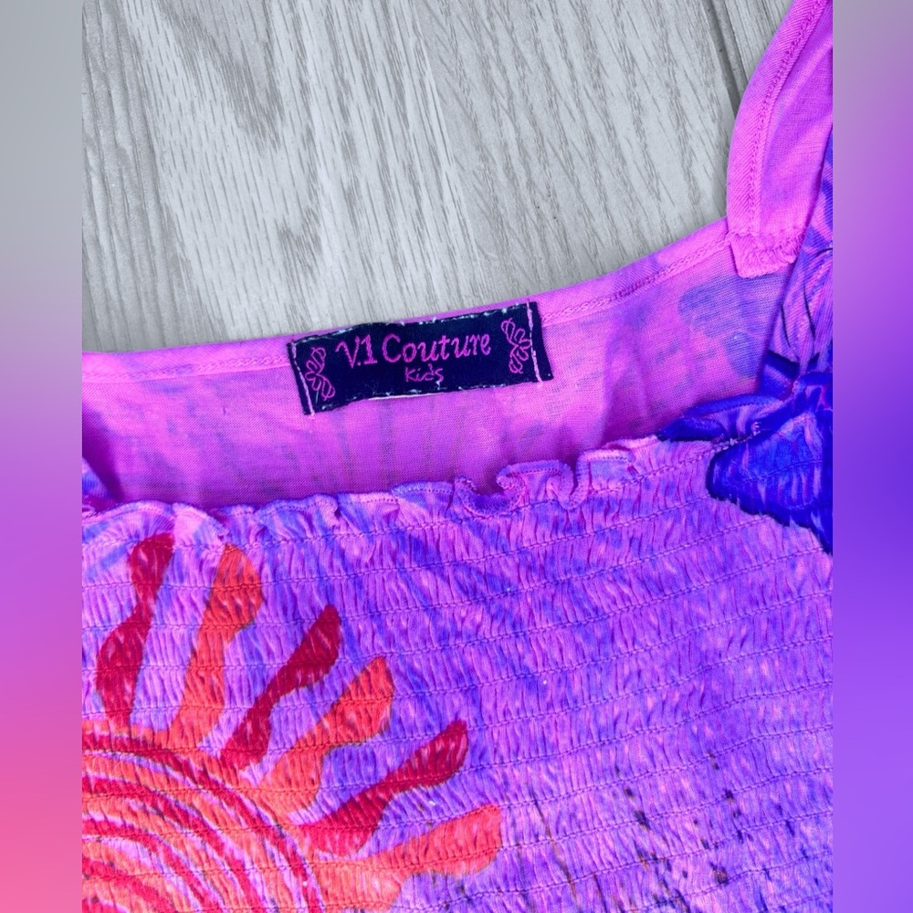 Girls Purple Floral long Sleeve Tee - Picture 5 of 8
